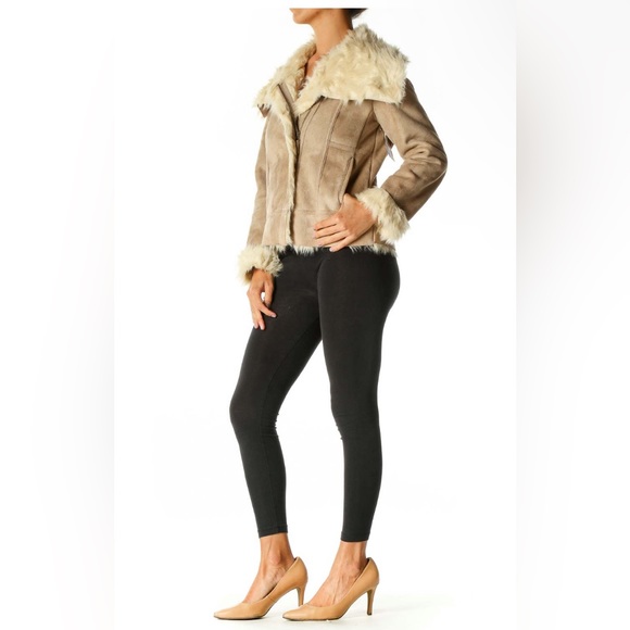Ann Taylor Beige Shearling Jacket Large Petite New With Tags - Picture 1 of 10